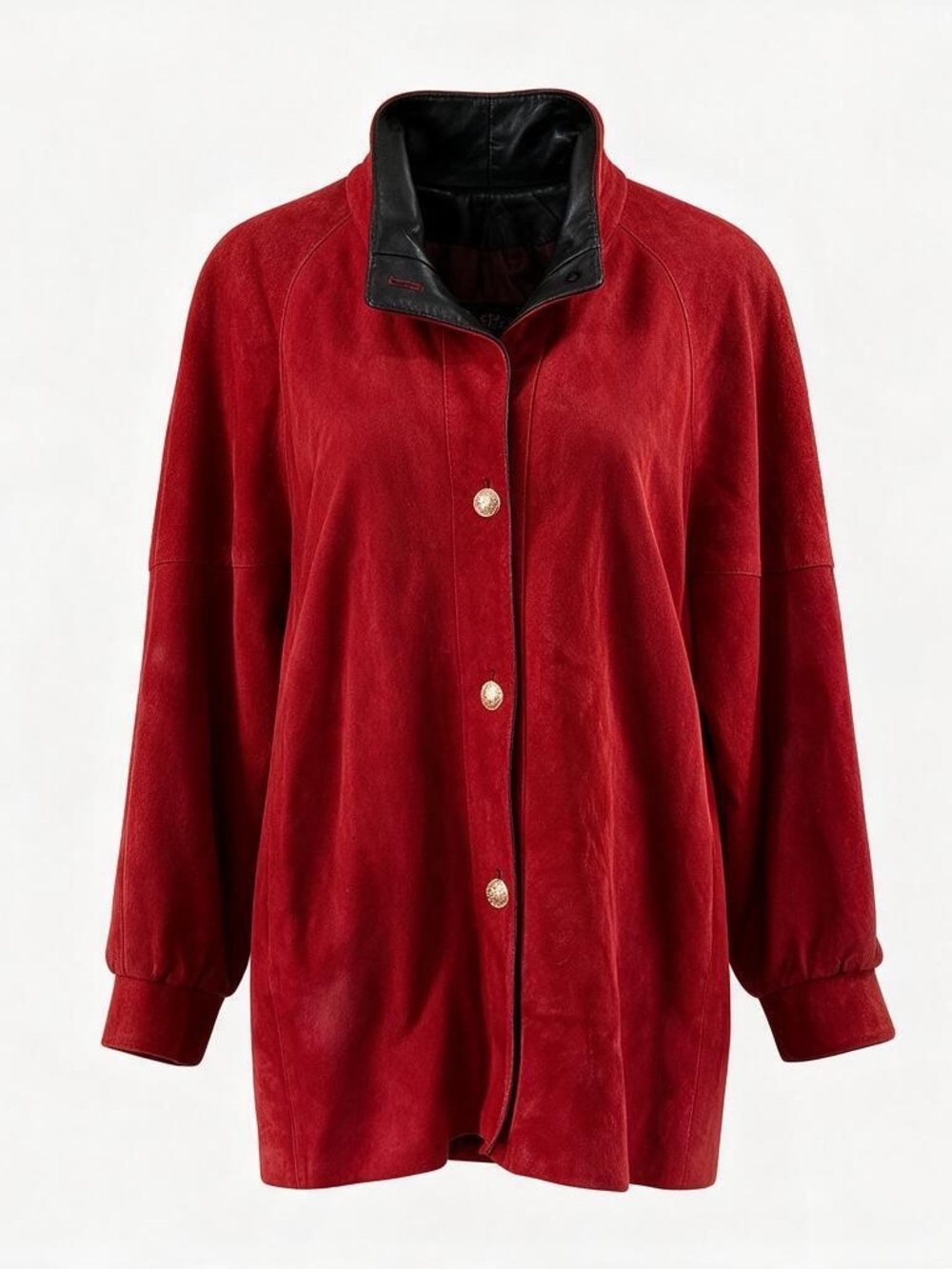 Chic Red Leather Power Jacket for Women Size M - Vintage 1980s Coat